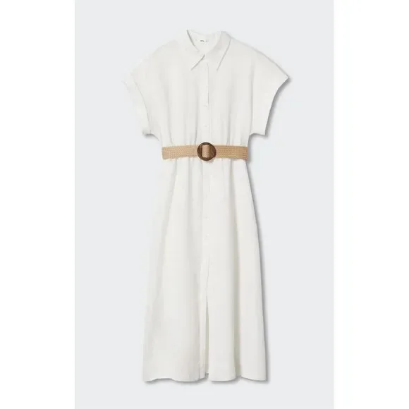 chinese dress ladies Women's Mango Yellow Soho Linen Shirt Dress S